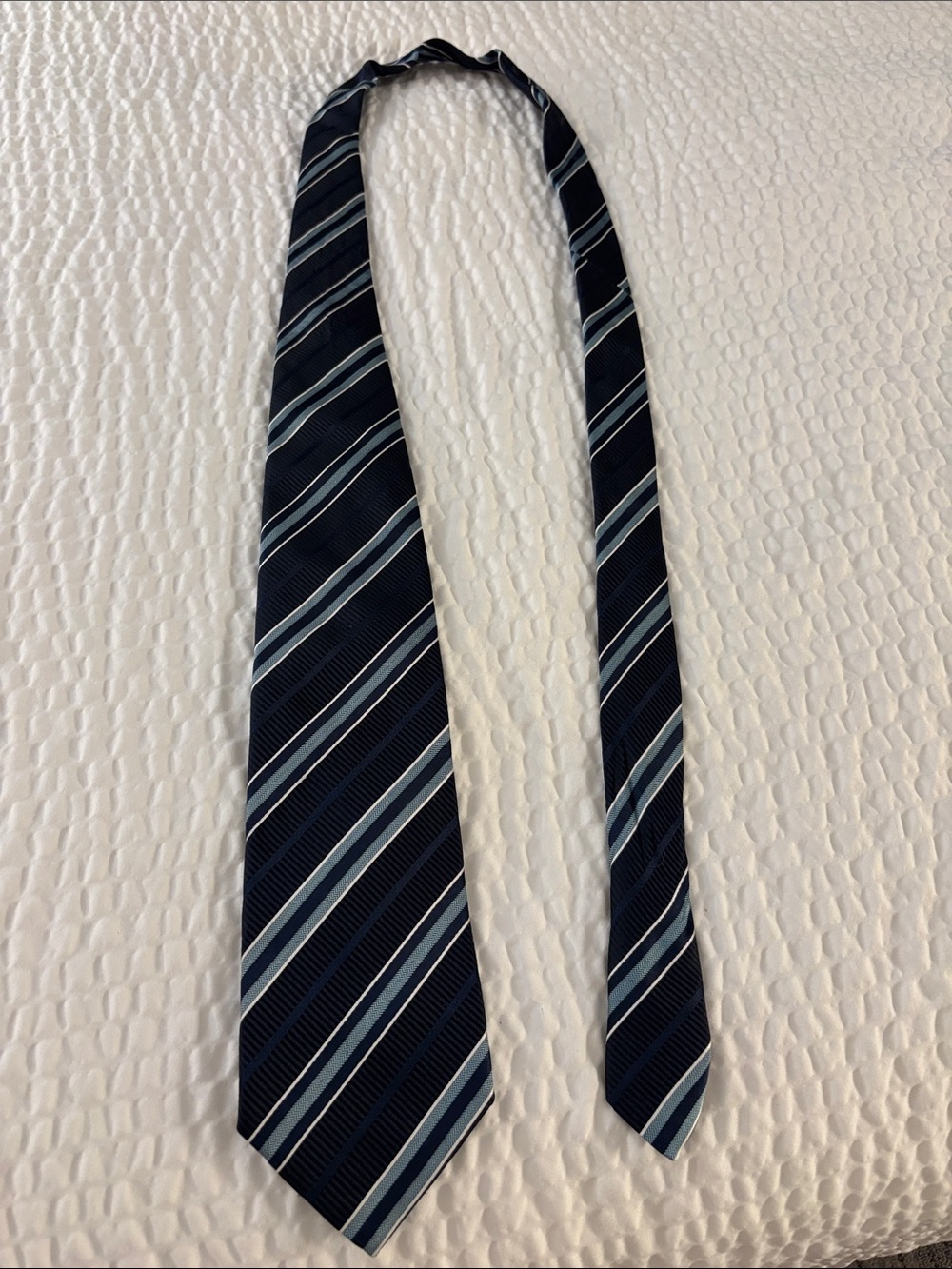 Hugo Boss Black Tie with Light Blue and Gray Stripes